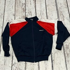 Vintage 80s Adidas Trefoil Zip Up Sportswear Track Running 1980s Jacket
